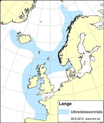 Kart som viser utbredelsen av Lange